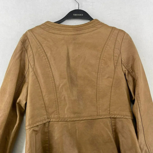 Alfani Jacket Women's Sz S Brown Camel Faux Leather Snake Print Lining Pockets - Picture 8 of 11